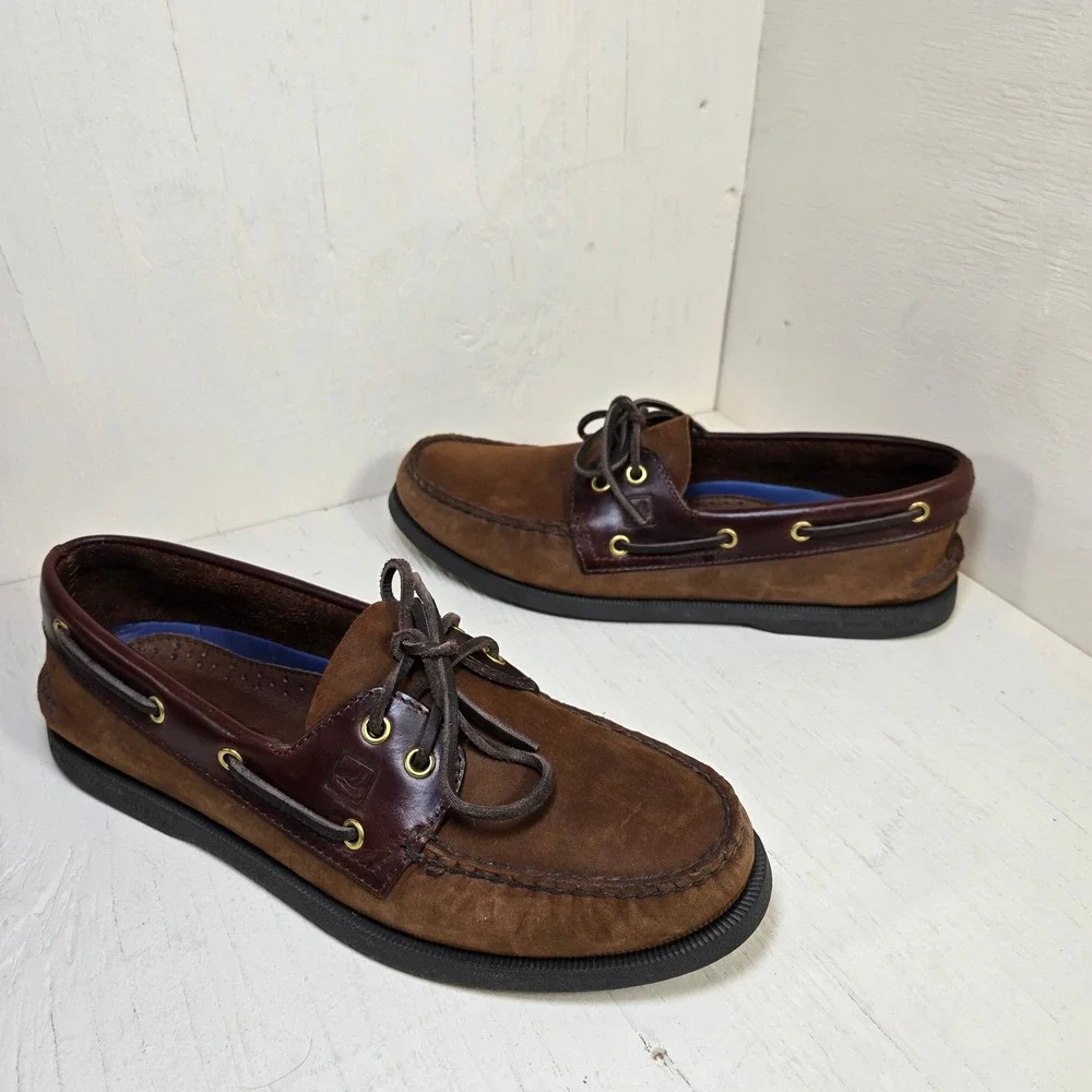 Sperry Top-Sider Authentic Men's Size 9.5 M Brown Leather Suede Boat Shoes